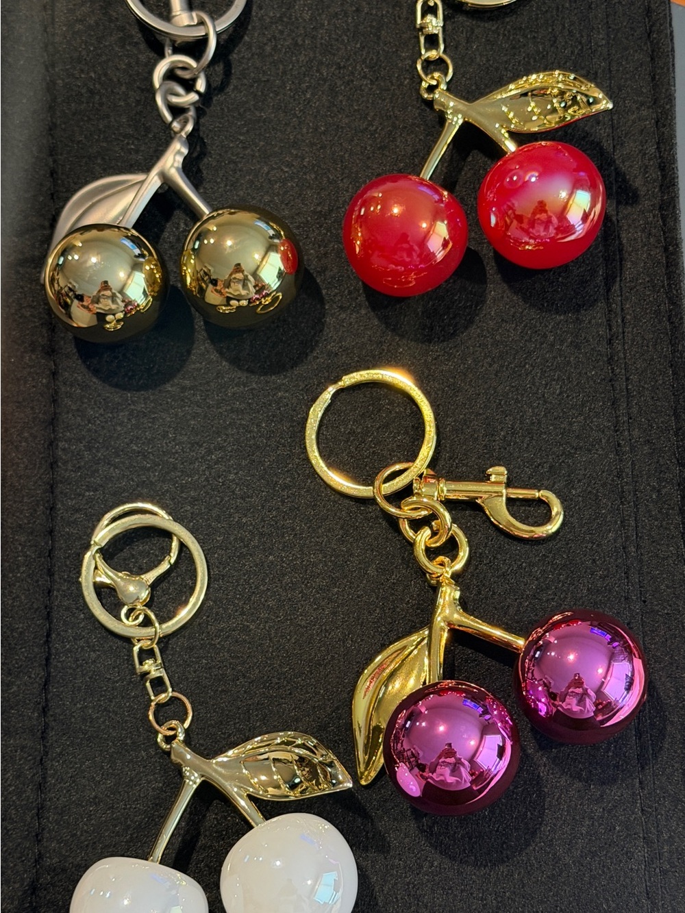 Cherry Keychain Trio — Red, Pink, Gold